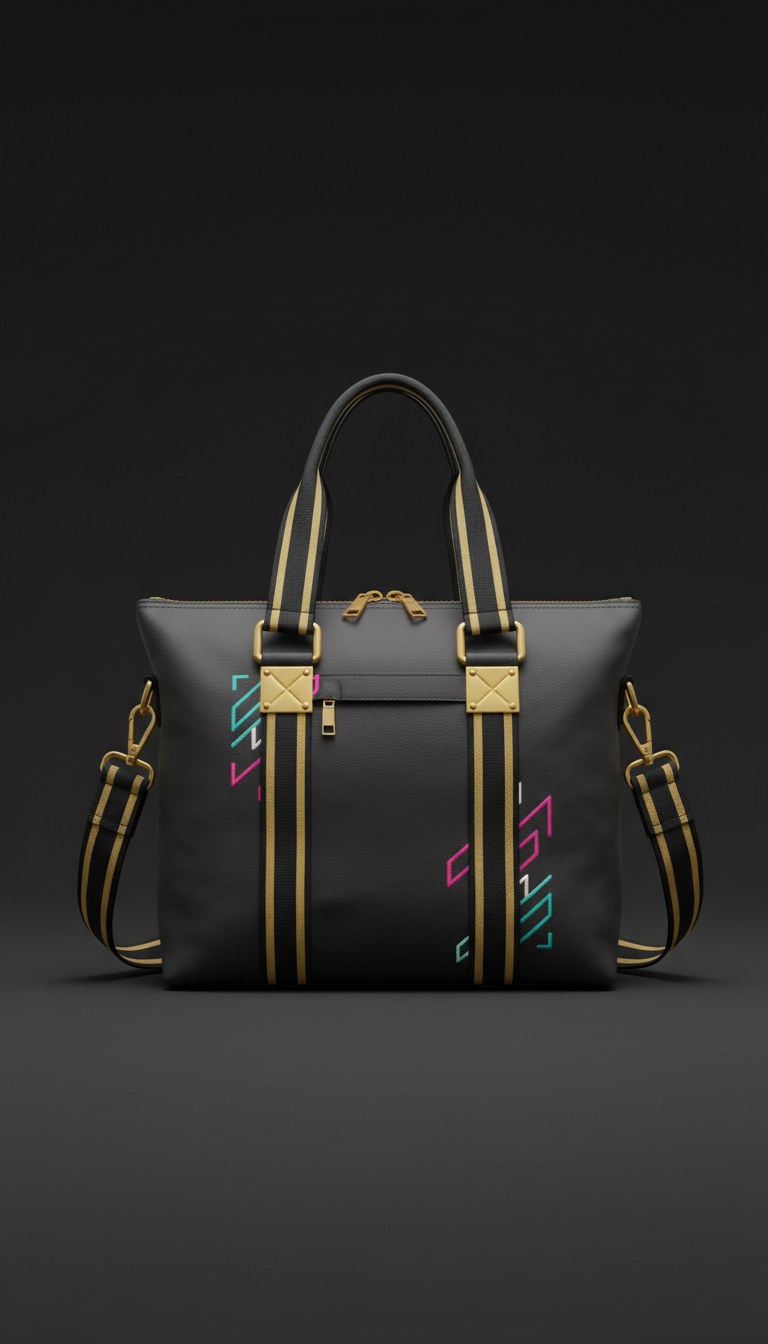 Gold-Accented Streetwear Tote Bag
